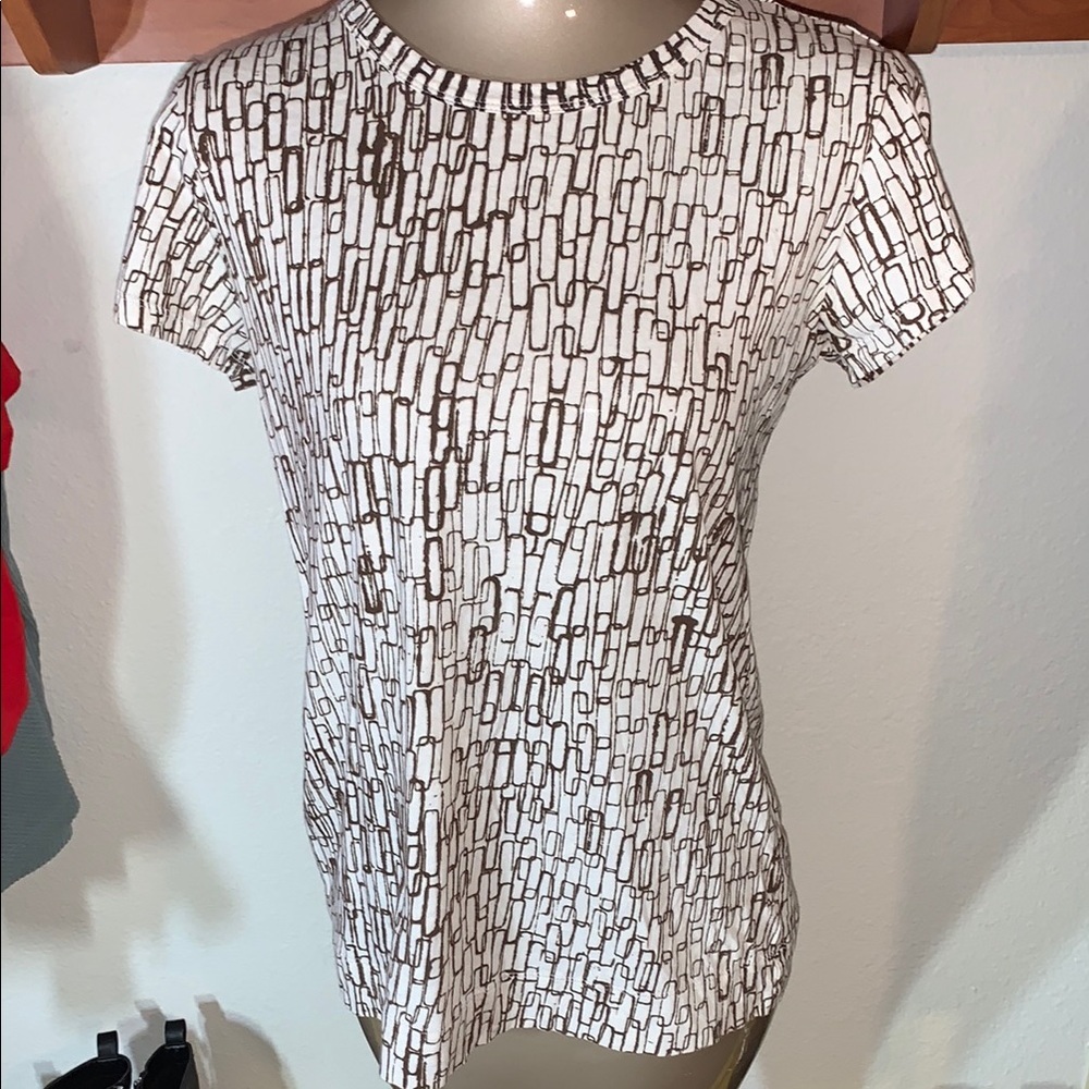 Chain Pattern Women's Top - Brown and White size Small